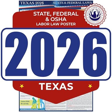 COMPLIANCE AUDIT CENTER 2026 Texas State and Federal Labor Law Poster OSHA Workplace Compliant Mandatory Regulations Posting for Employees AllInOne Required Compliance Posting 17 x 40 Laminated Englis
