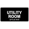 ComplianceSignscom Utility Room Braille Sign ADACompliant Braille and Raised Letters 8x4 inch Black Acrylic with Adhesive Mounting Strips