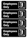 Faittoo Employee Only Informative Acrylic Plastic Sign with Symbols 4 Pack 9 X 3 Inch Self Adhesive Use for OfficeBusiness Easy to Apply White Big Letters on Black Plate