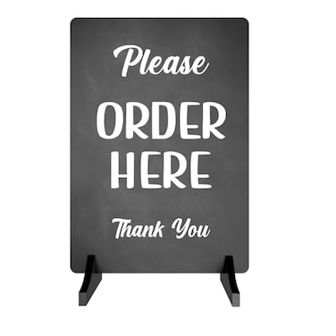 OriginDesigned Please Order Here Sign Cafe Takeaway Coffee Shop Sandwich Shop Counter Sign A4 size Black Stand
