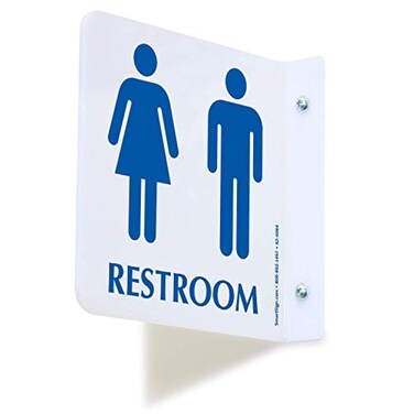 SmartSign Unisex Restroom Corridor Sign 6 x 6 Acrylic 2 sided Bathroom Projecting Hallway Signs