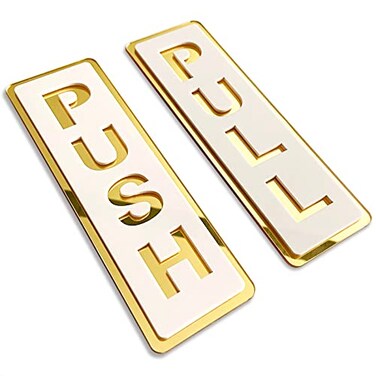 LEMBANG Push Pull Door Sign VerticalDouble Layer AcrylicThreedimensionalIndoor Outdoor Use2inx59in Whitegold