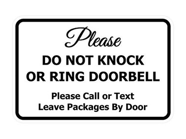 Signs ByLITA Classic Framed Please Do Not Knock Or Ring Doorbell Wall or Door Sign Easy Installation Mail Delivery Instruction Do Not Disturb White Medium 1 Pack