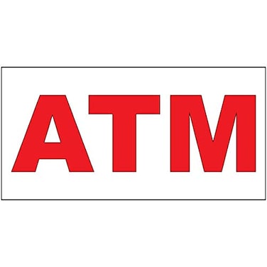 Fastasticdeals ATM Red Decal Sticker Retail Store Sign 45 X 12 Inches