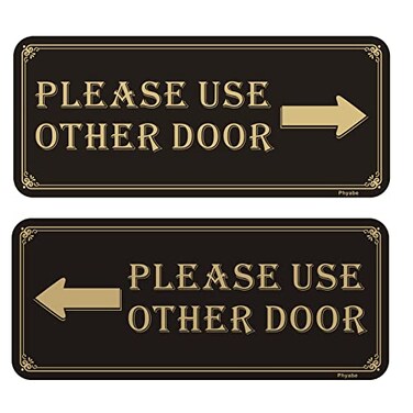Phyabe Please Use Other Door Sign with Arrow 11 x 5 Quality Acrylic Sign with Adhesive Tape 1 Sets 1 Left 1 Right