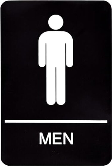 Headline Sign 9002 Mens Restroom ADA Sign with Grade 2 Braille and Tactile Graphics 6 x 9 BlackWhite Made in USA