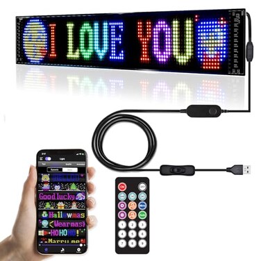 XIAOOHO Programmable LED SignsFlexible Scrolling LED DisplayBluetooth APP ControlEdit Text GraffitiAnimationsfor CarBarStore 23x 5