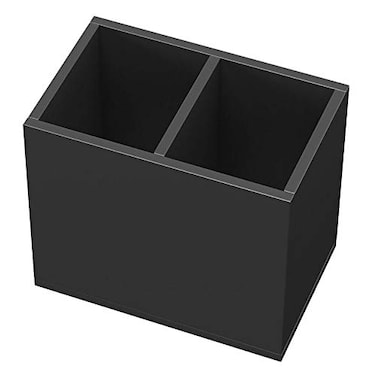 NIUBEE Acrylic Pen Holder 2 Compartments Black Pencil Organizer Cup for Countertop Desk Accessory Storage