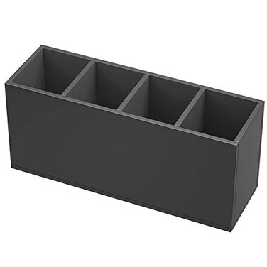 NIUBEE Acrylic Pen Holder 4 Compartments Black Pencil Organizer Cup for Countertop Desk Accessory Storage Black