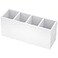 NIUBEE Acrylic Pen Holder 4 Compartments White Pencil Organizer Cup for Countertop Desk Accessory Storage White