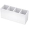 NIUBEE Acrylic Pen Holder 4 Compartments White Pencil Organizer Cup for Countertop Desk Accessory Storage White