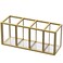 NIUBEE Acrylic Pen Holder 4 Compartments Gold Copper Border Pencil Organizer Cup for Countertop Desk Accessory Storage
