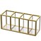 NIUBEE Acrylic Pen Holder 4 Compartments Gold Copper Border Pencil Organizer Cup for Countertop Desk Accessory Storage