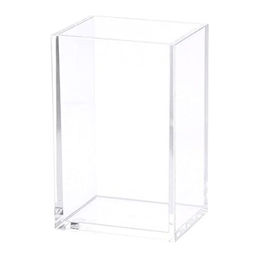 HSYMQ Clear Acrylic Pencil Pen Holder Cup Clear Makeup Brush Holder Acrylic Desk Accessories Stationery Organizer for Office Desk Accessory