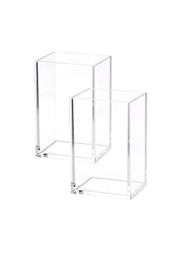 HSYMQ 2 Pack Clear Acrylic Pencil Pen Holder Cup Makeup Brush Holder Acrylic Desk Accessories