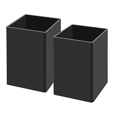 NIUBEE Black Acrylic Pen Holder 2 Pack Desktop Pencil Cup Stationery Organizer for Office Desk Accessory