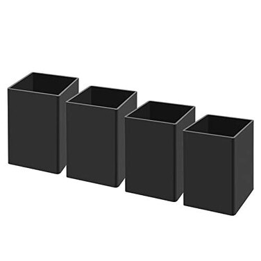 NIUBEE Black Acrylic Pen Holder 4 Pack Desktop Pencil Cup Stationery Organizer for Office Desk Accessory