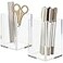 NIUBEE Acrylic Pen Holder 2 PackClear Desktop Pencil Cup Stationery Organizer for Office Desk Accessory