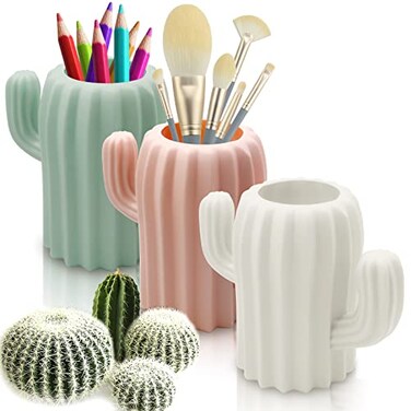 LeonBach 3 Pack Cactus Pen Holders for DeskCute Pencil Holders Succulent Pen Cups Cactus Office Classroom Decor Boho Desk Accessories Makeup Brush Holder Toothbrush Holder for Home School Office
