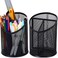 MINDEPOT 2 Pack Mesh Pencil Holder Pen Cup for Desk Round Black Pen Holder Desktop Pen Organizer 3 Compartments Pencil Organizer Desk Organizer for Office Home School