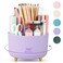 SKYDUE 360 Rotating Purple Pen Art Supply Organizer 5 Slot Desk Organizer for Office School Home