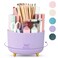SKYDUE 360 Rotating Purple Pen Art Supply Organizer 5 Slot Desk Organizer for Office School Home