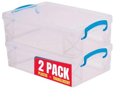 1InTheOffice Large Pencil Box Translucent 2 Pack