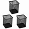 EORTA 3 Pack Square Pen Holders Pencil Holders Black Metal Mesh Pen Pencil Cups Stationery Organizer for Desk