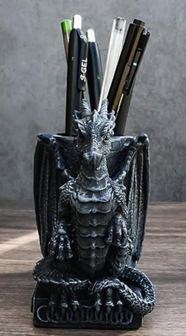 Ebros Gift Ebros Medieval Fantasy Smaug Dragon Stationery Holder Statue Gothic Dragons Organizer Office Desktop Pen Pencil Holder Figurine 475 Tall Gothic Gargoyle Sentry