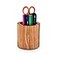 NIRMAN Acacia Wood PencilPen Holder for desk Round Desktop Organizer for Desk Multi Purpose Use for Home School Office Supplies 4 x 4 x 4