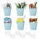 LIGHT DUST Wall Caddy Pen Holders 6 Pack Large Pencil Cups Organizer for Marker Remote Crayon White Board Accessories with Adhesive Stickers Office Home Craft Class Kids Room Art Organization Blue