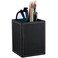 KINGFOM PU Leather Square Pens Pencils Holder Cup Desktop Stationery Organizer Case Office Accessories Container Box black