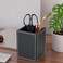 KINGFOM PU Leather Square Pens Pencils Holder Cup Desktop Stationery Organizer Case Office Accessories Container Box black