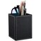 KINGFOM PU Leather Square Pens Pencils Holder Cup Desktop Stationery Organizer Case Office Accessories Container Box black