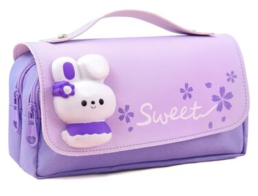 MCWTH Pencil Case for Girls Kids Large Capacity Cute Pencil Box with Compartments School Organizer Pen Pouch Sakura Purple
