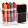 Ameceres Magnetic Pen Holder Classroom Organization Acrylic Marker Holder for Whiteboard Refrigerator Locker Accessories Pencil Dry Erase Marker Basket 2 Compartments 1