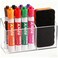 Ameceres Magnetic Pen Holder Classroom Organization Acrylic Marker Holder for Whiteboard Refrigerator Locker Accessories Pencil Dry Erase Marker Basket 2 Compartments 1