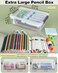 GEOPHIA 6 Pack Extra Large Pencil Box with Removable Divider Thickened Pencil Case Bulk Clear Crayon Marker Organizer Stackable Plastic Small Storage Containers for Pen Craft School SuppliesGrey
