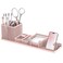 SUPEASY Pen Holder for Desk 6 Piece Mesh Desk Organizer set for Office Organization with Mail Organizer Letter Phone Holder Sticky Notes Caddy Storage Pink