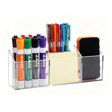 Ameceres Magnetic Pen Holder Classroom Organization Acrylic Marker Holder for Whiteboard Refrigerator Locker Accessories Pencil Dry Erase Marker Basket 3 Compartments 1