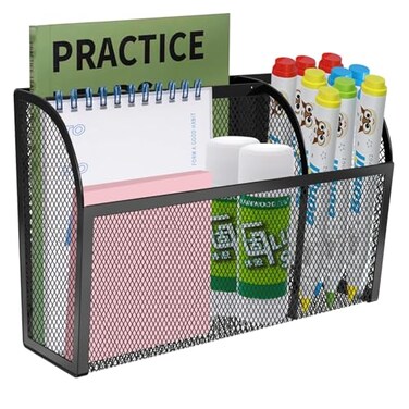 KZWKRG Magnetic Pencil HolderMagnetic Basket for Fridge 3Grid Mesh Magnetic Pen Holder for Refrigerator Extra Strong Magnets Mesh Marker Holder Locker Accessories Organizer for Whiteboard