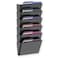 MINDEPOT 6 Pockets Acrylic Wall File Organizer Clear Wall File Holder Plastic Hanging Wall File Holder for Office School and Home Black