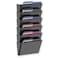 MINDEPOT 6 Pockets Acrylic Wall File Organizer Clear Wall File Holder Plastic Hanging Wall File Holder for Office School and Home Black