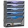 Gawerk 6 Tier Hanging File Organizer Mesh Wall File Holder Paper Folder Rack with Bottom Flat Tray for Office Home Black