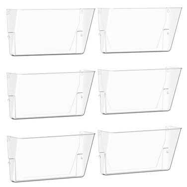 Gawerk Clear Acrylic Single Pocket Plastic Hanging Wall Mount File Holder for Office Home Clear 6 Pack