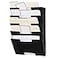 Wallniture Lisbon Wall Mounted File Holder Organizer 5Tier Metal Office Organization and Storage Rack Wall Mount File Holder Magazine Holder and Office Decor Black
