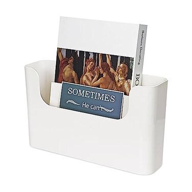 POUYRBA Wall File Holder White Plastic Wall Mount File Organizer for Office Home Classroom