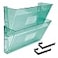 Acrimet Wall Mount Pocket File Organizer Holder Modular Letter Size A4 Plastic Hangers Included Clear Green Color 2 Pack