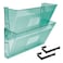 Acrimet Wall Mount Pocket File Organizer Holder Modular Letter Size A4 Plastic Hangers Included Clear Green Color 2 Pack
