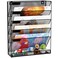 GDINDINFAN Wall File Organizer Holder Mesh Hanging Paper Document HolderVertical 6 Pocket Tier for Office Home Black